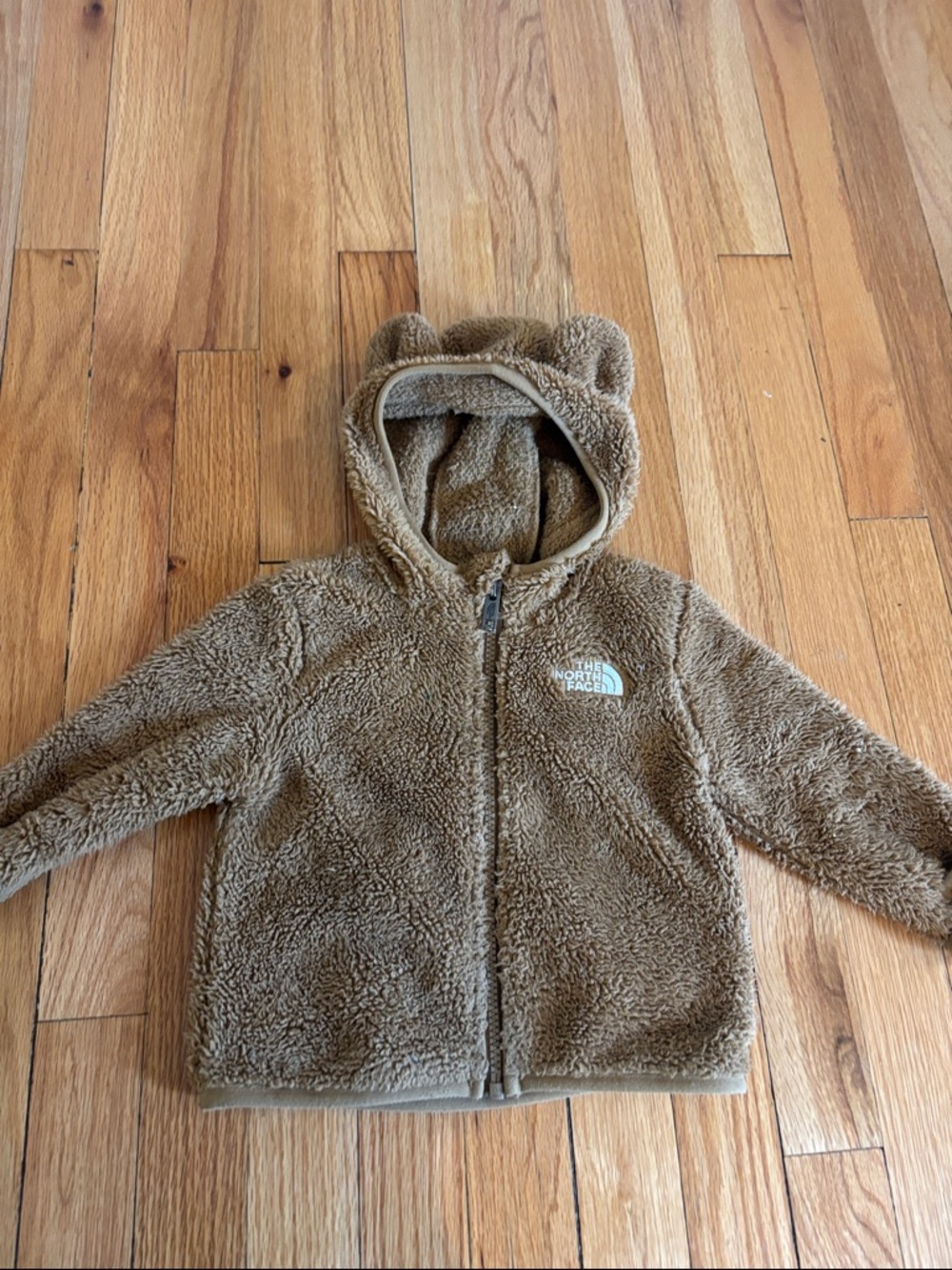 The North Face Kids Teddy Fleece Hooded Jacket in Brown, 6-12 mos